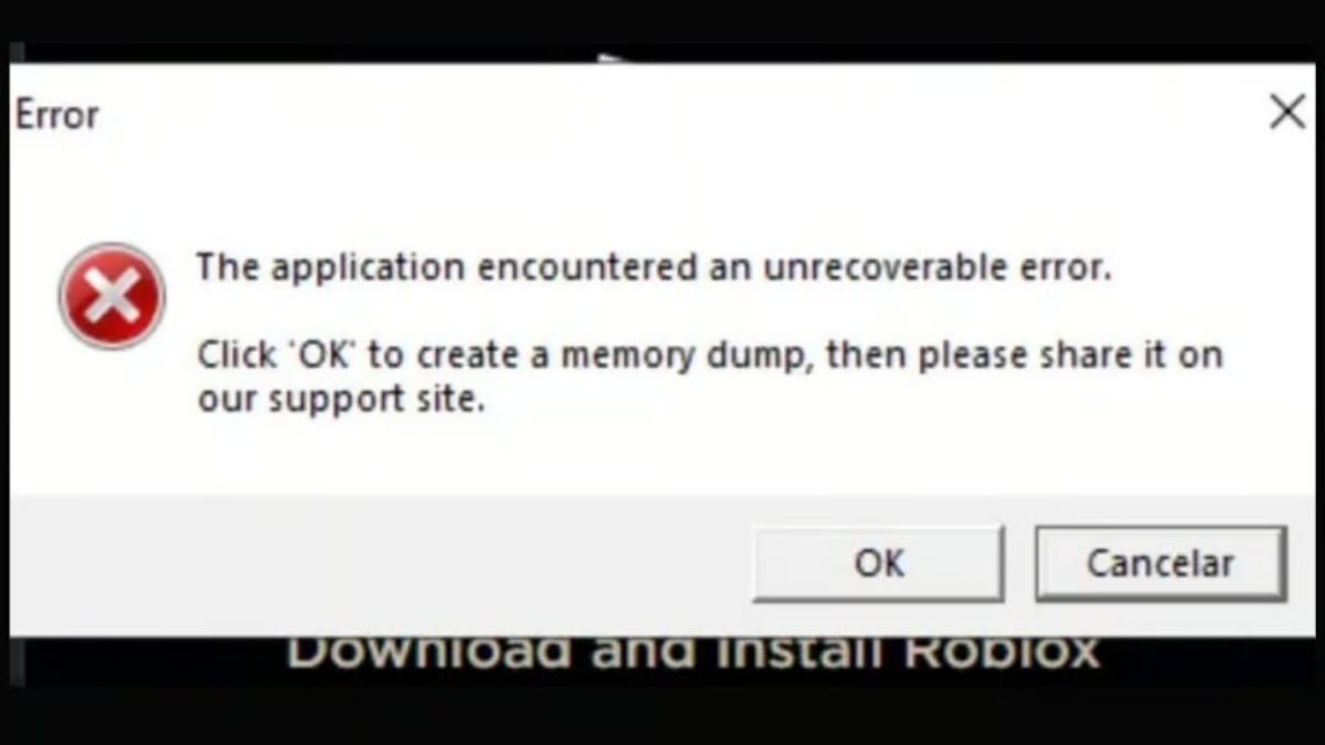 roblox memory dump error