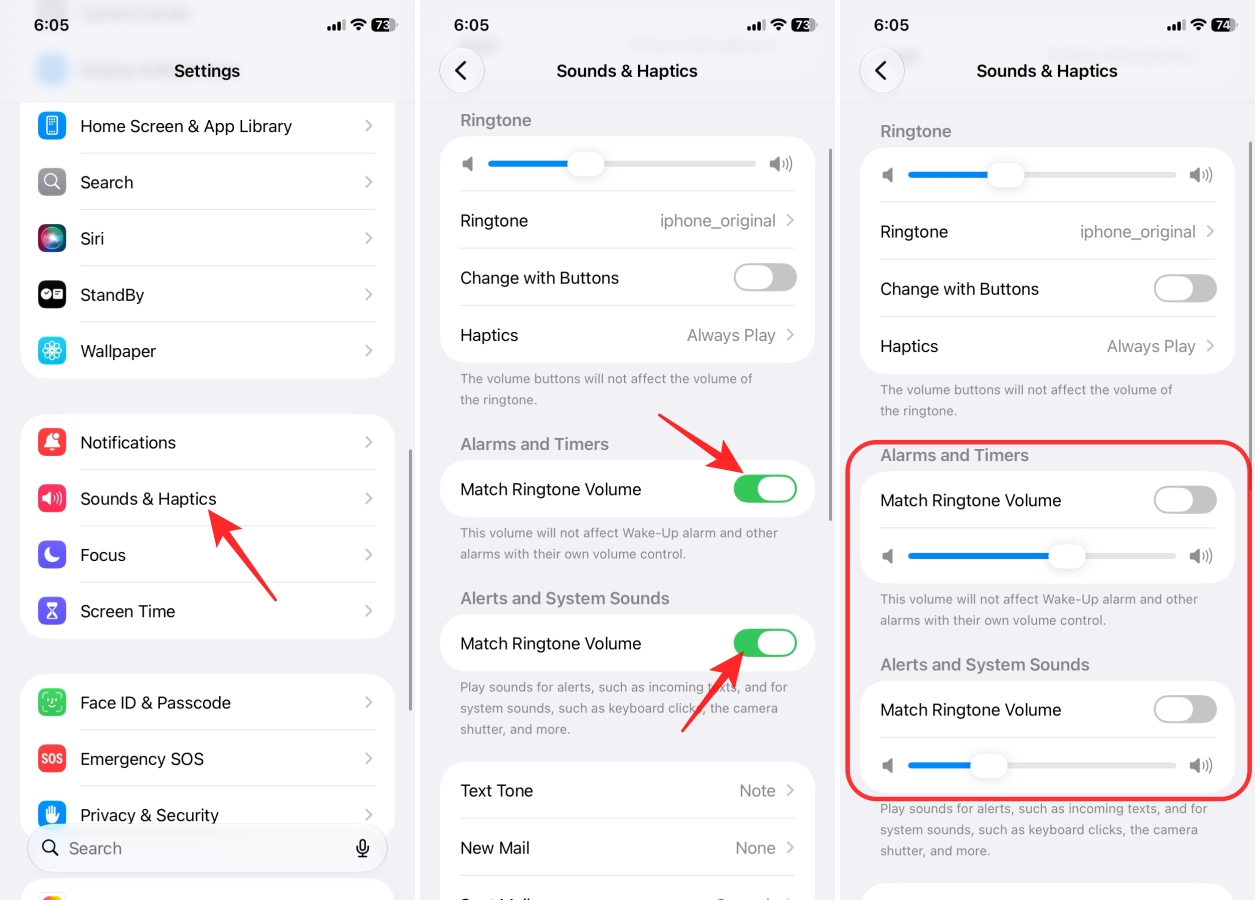 Adjust alarm volume settings on iPhone