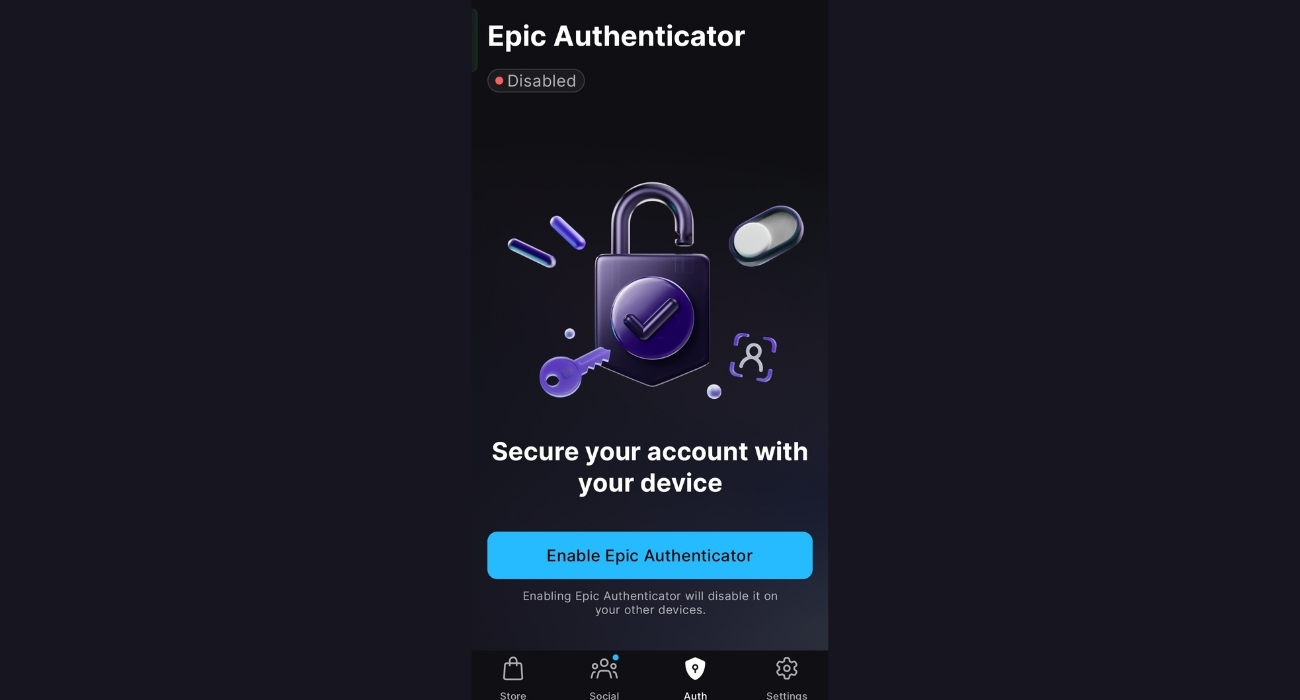 Epic Authenticator setup