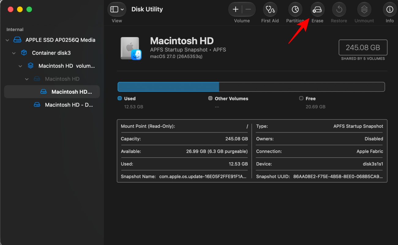 Erase macOS 27 beta and install macOS Tahoe
