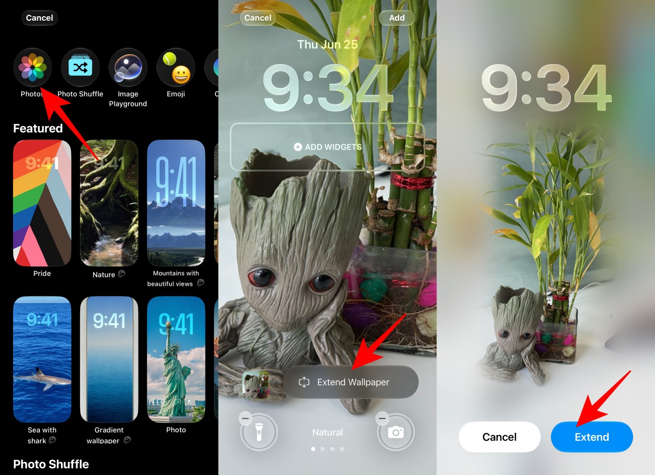 Expand an existing photo to fill the Lock Screen