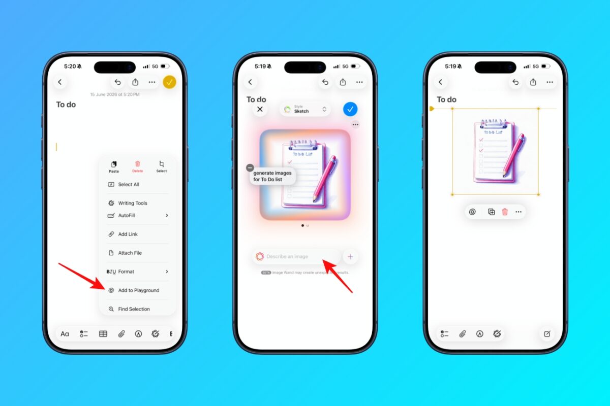 Image Playground in Notes
