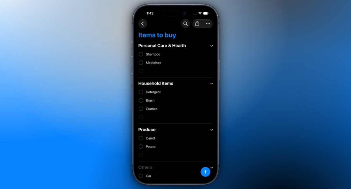Improved grocery lists in IOS 27