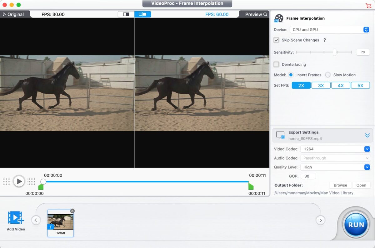 Increase FPS with videoproc converter ai