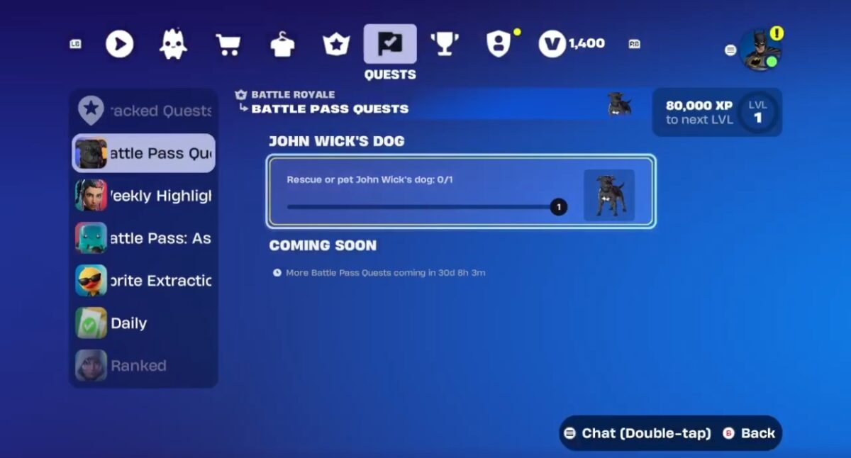 John wick's dog quest fortnite