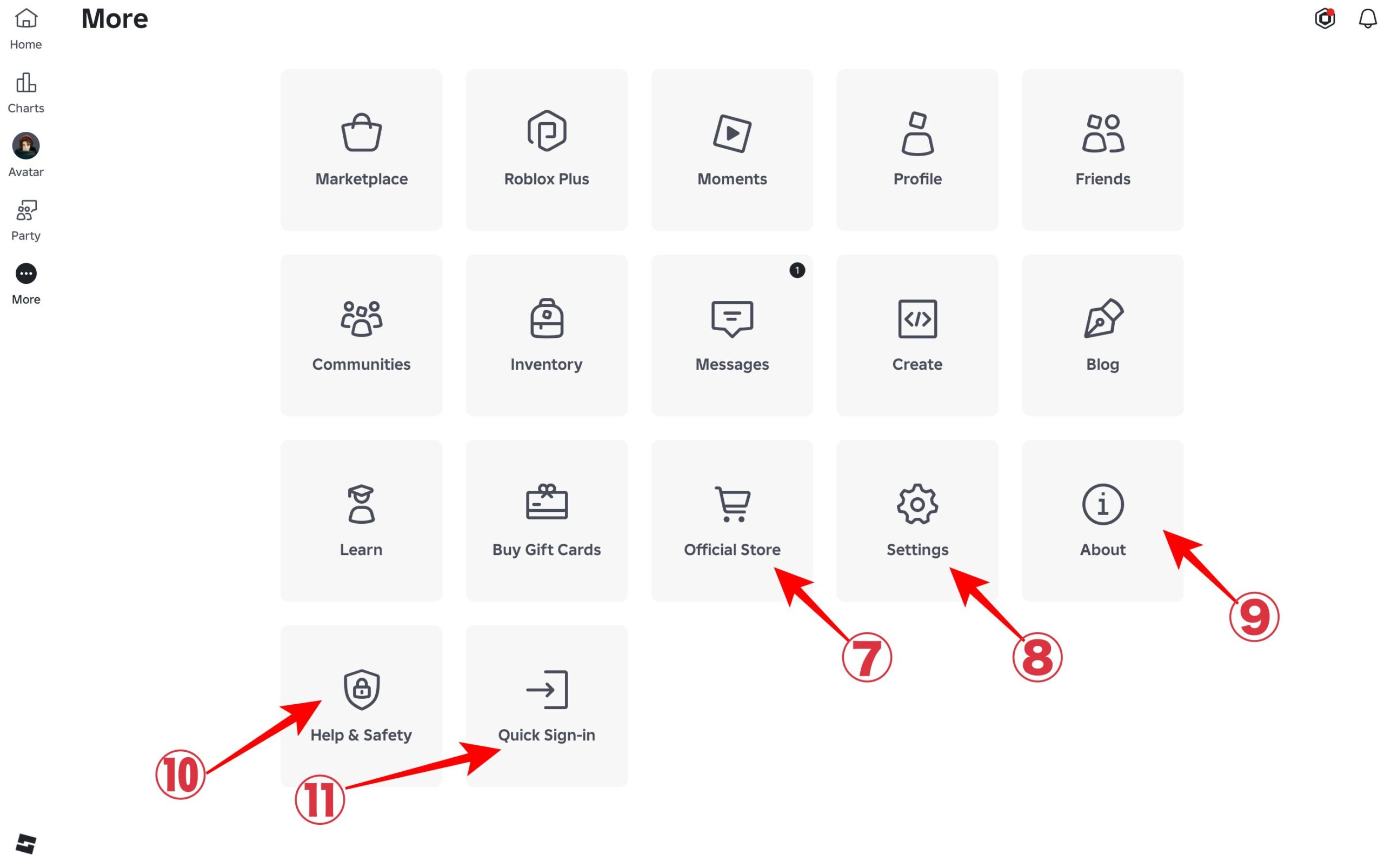 More menu icons meaning
