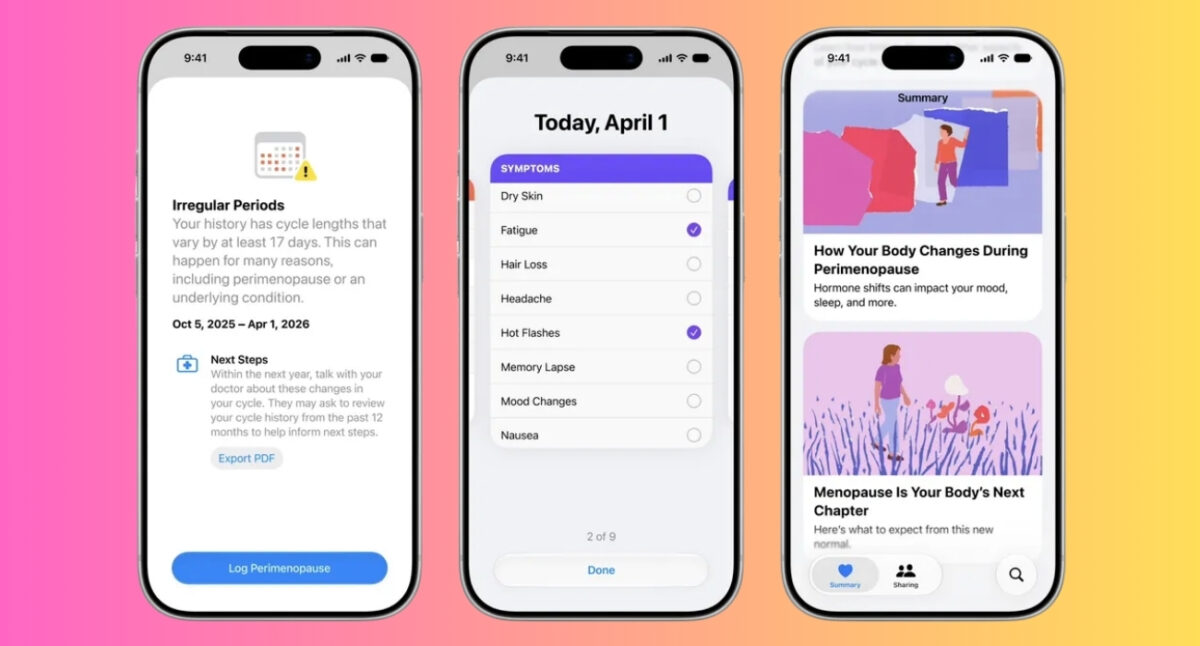 New perimenopause and menopause tracking features