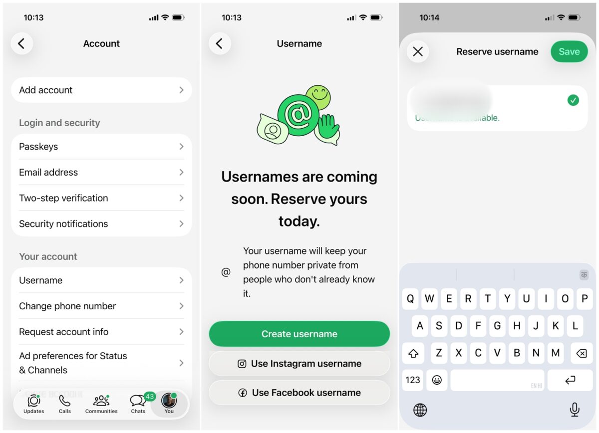 Reserve WhatsApp usernames