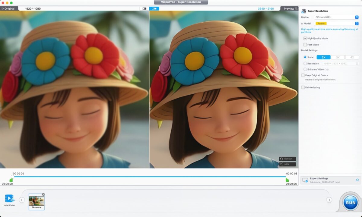 Upscale video with videoproc converter ai