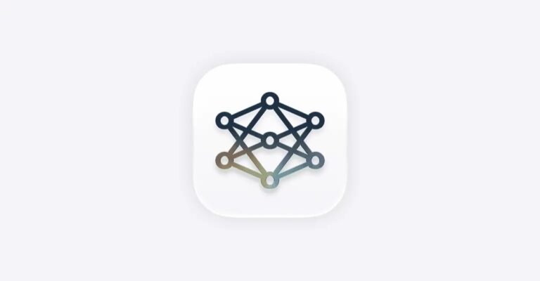 App icon showing a geometric network graph with eight circular nodes connected by edges inside a rounded square white background