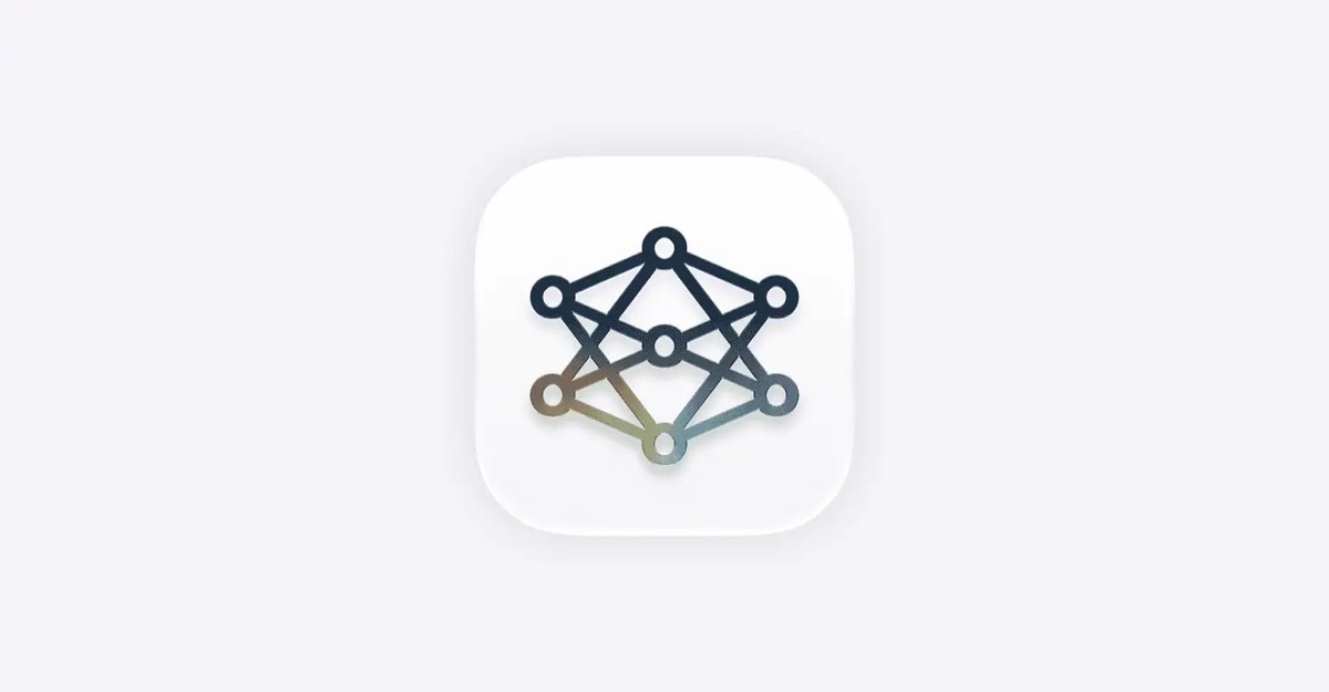 App icon showing a geometric network graph with eight circular nodes connected by edges inside a rounded square white background
