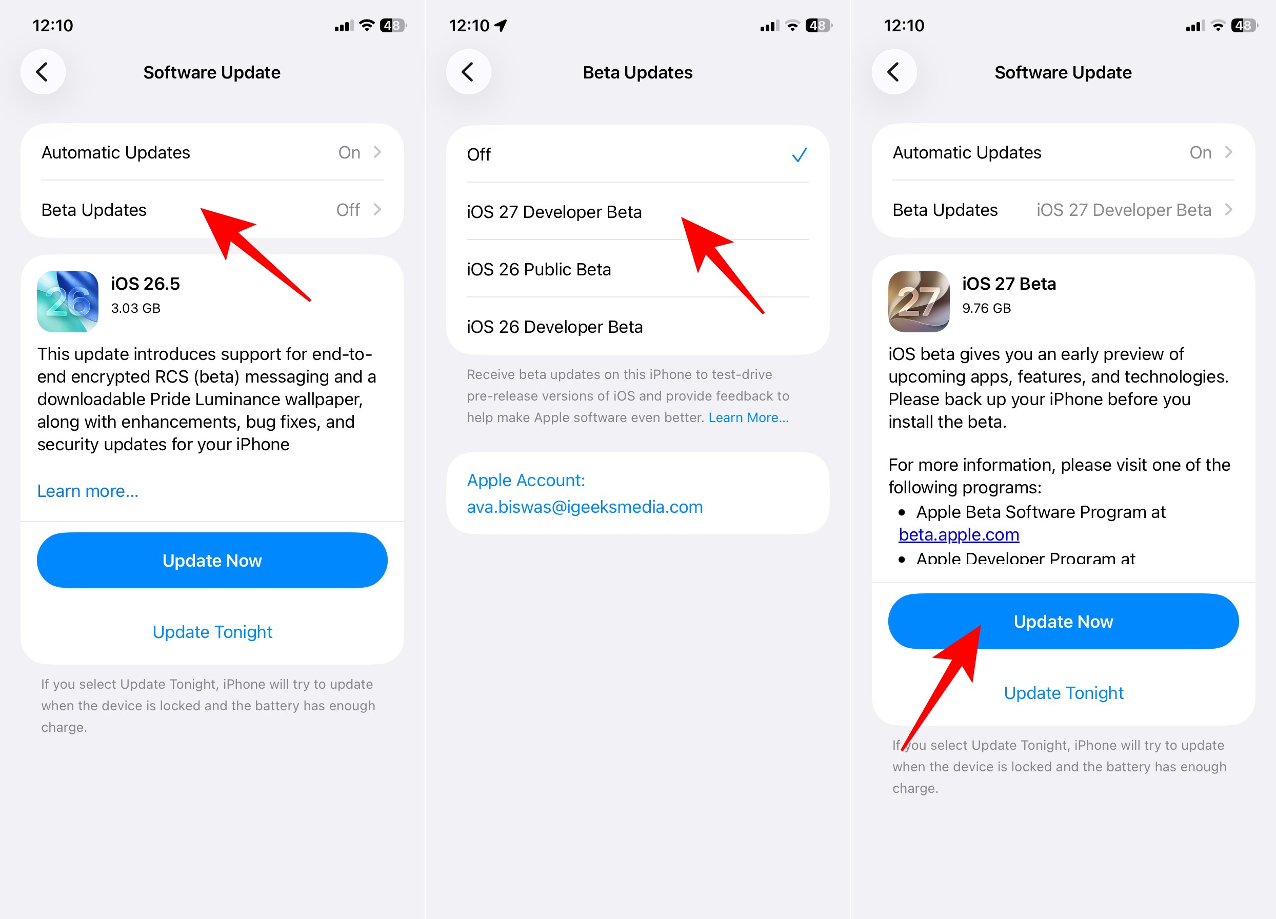 install iOS 27 Developer Beta