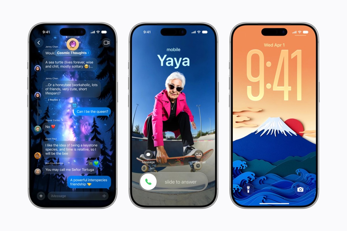 Image Playground outputs shown across Messages, Phone, and Lock Screen