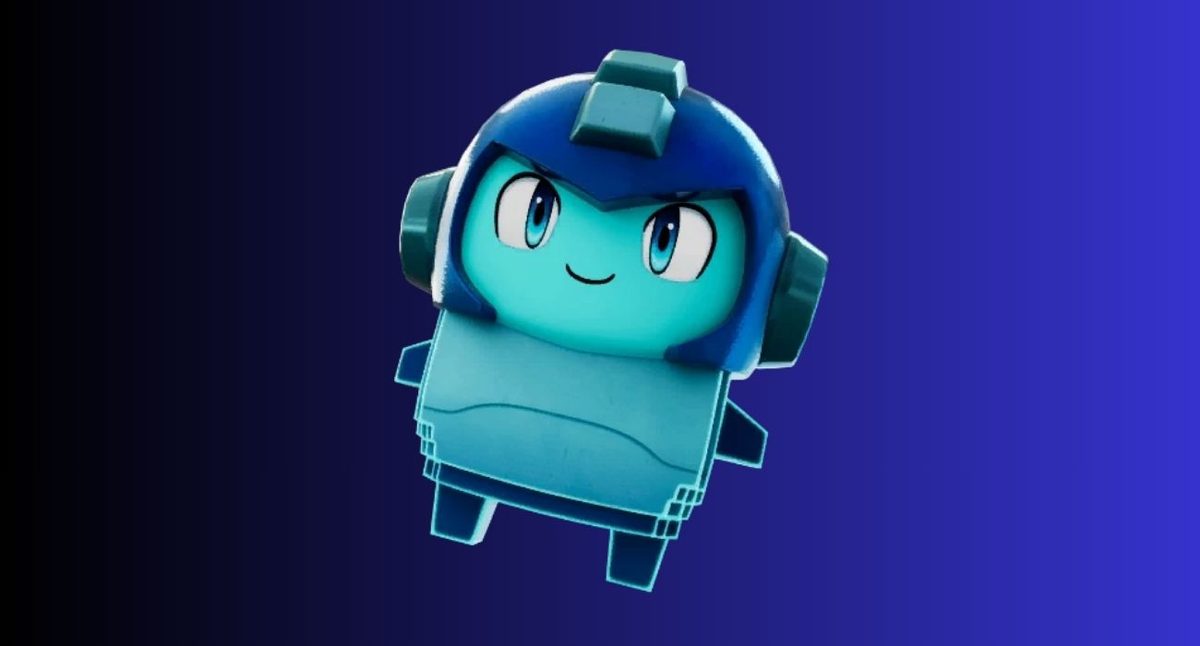 Fortnite sprites: All types, variants, and abilities – iGeeksBlog Blue cartoon robot character with a smiling face floating on a dark-to-light blue gradient background.