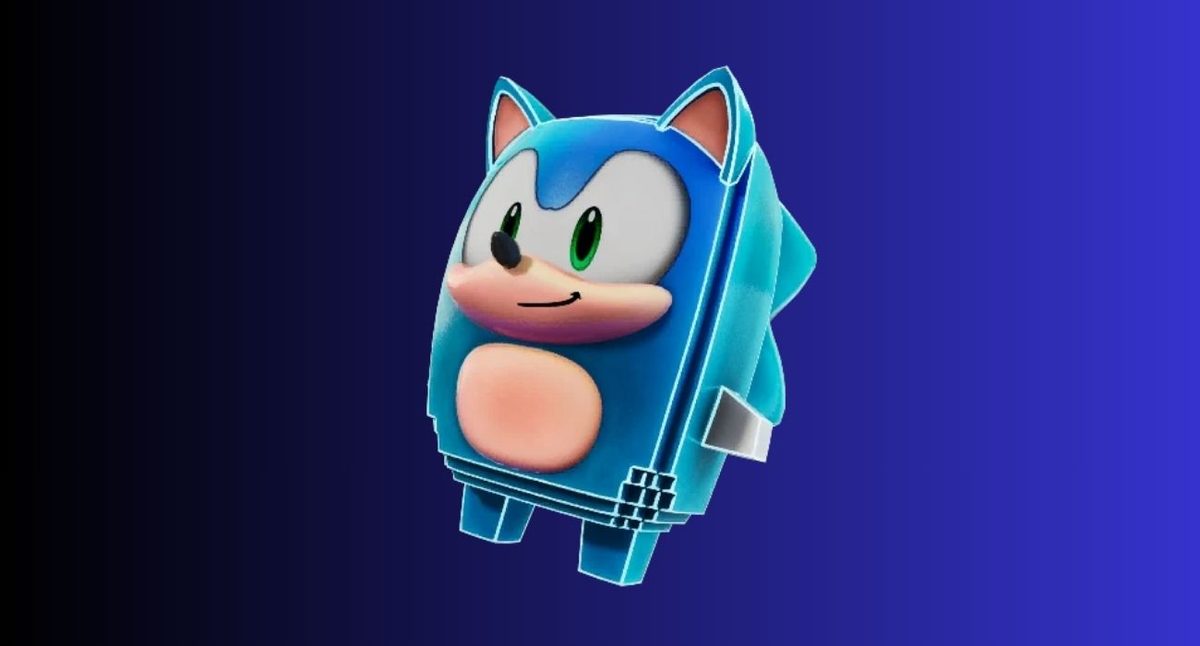 Fortnite sprites: All types, variants, and abilities – iGeeksBlog Blue character-shaped backpack with ears and a friendly face, floating on a dark blue gradient background (kid-friendly school bag).