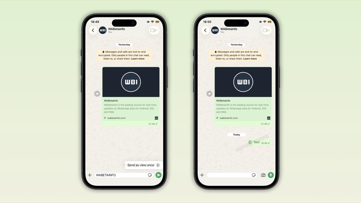 WhatsApp view-once text messages feature on iPhone