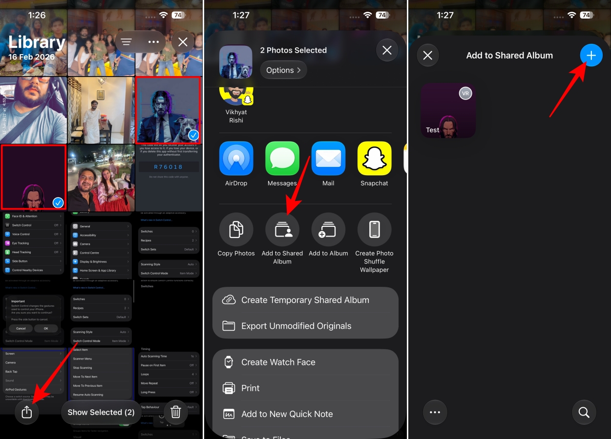 Adding photos and videos to a Shared Album