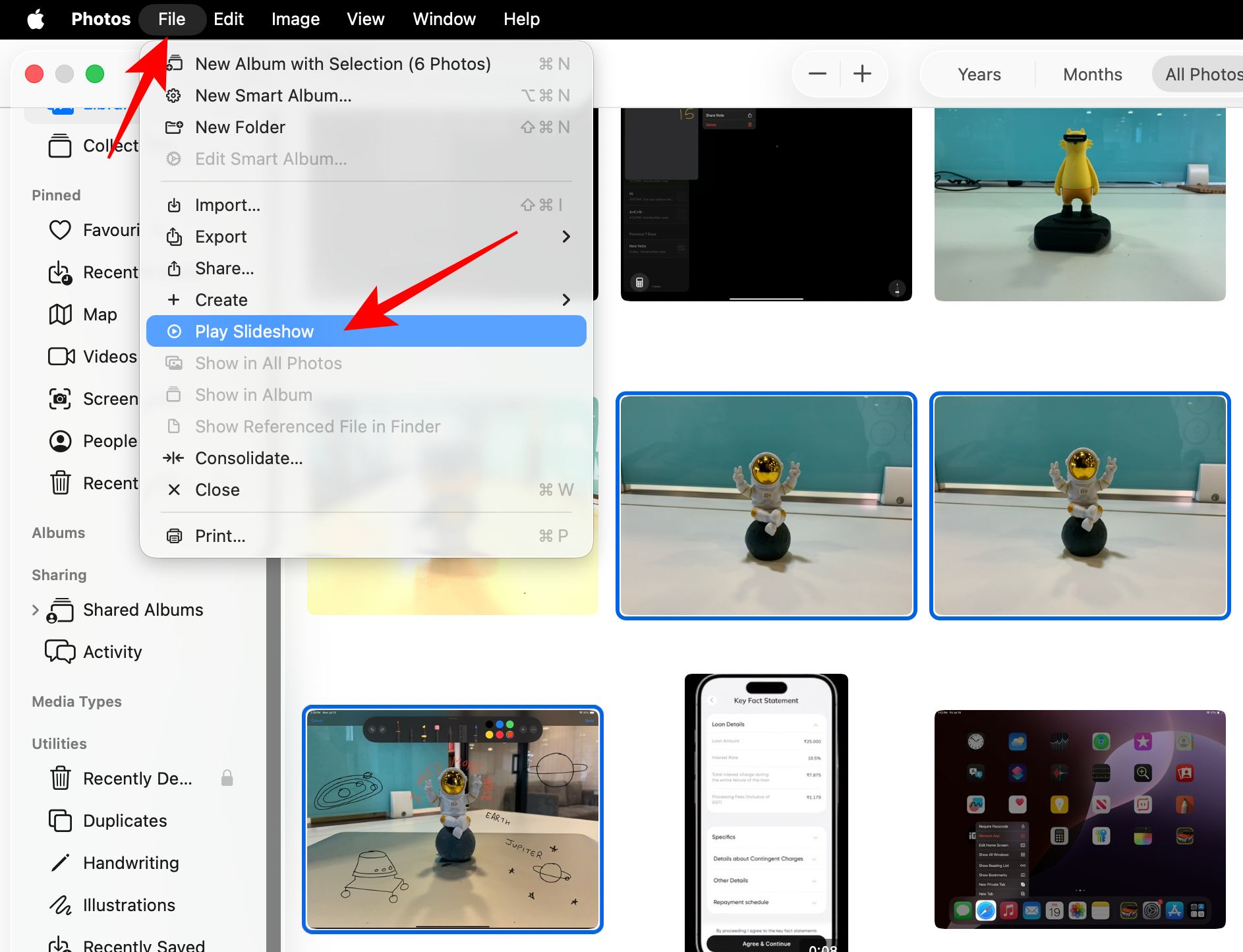 Click File and selectPlay Slideshow