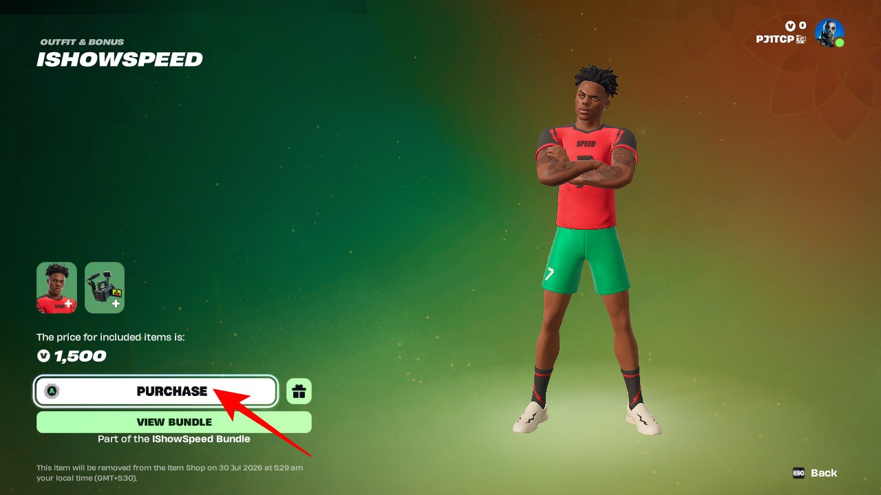 Ishowspeed skin item shop fortnite