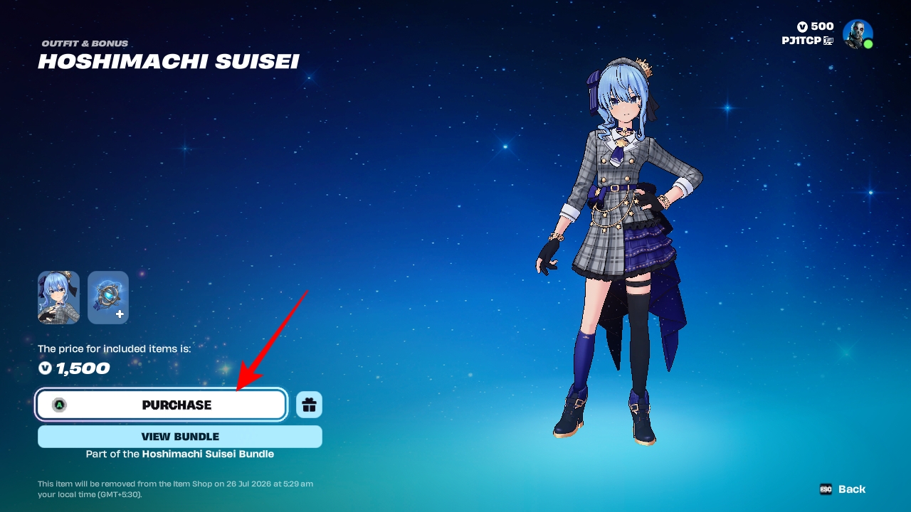 Purchase Hoshimachi Suisei skin fortnite