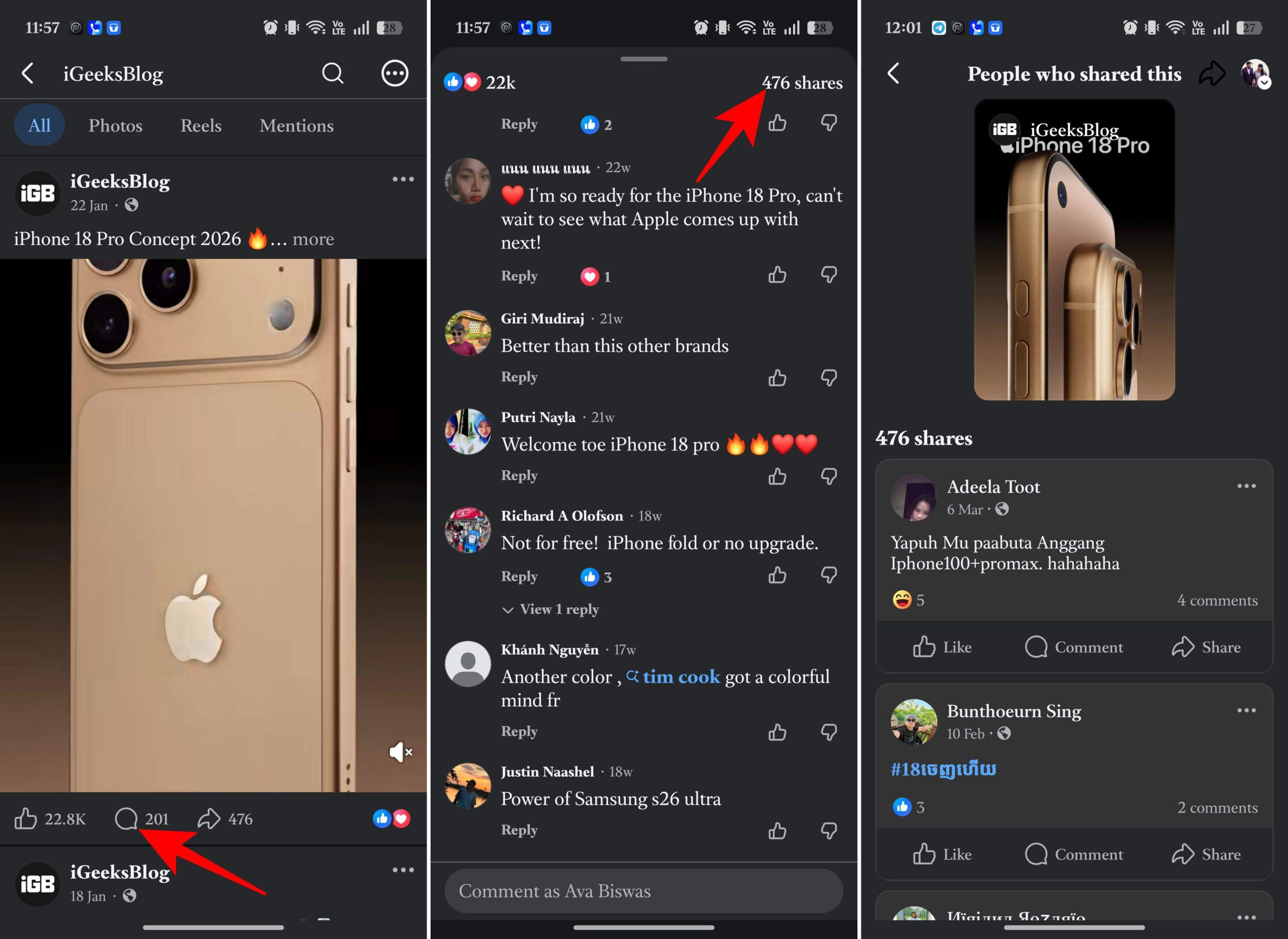See who has shared your post in Facebook on Android