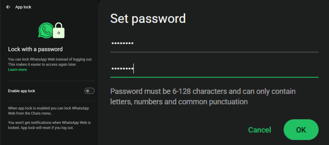 Toggle on Enable app lock