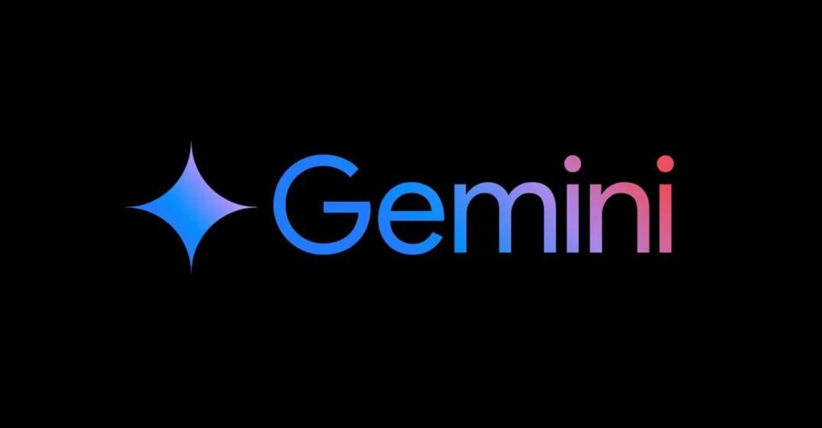 Google Gemini logo on a black background