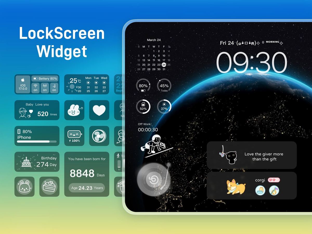 Lock Screen widgets available in the iScreen app