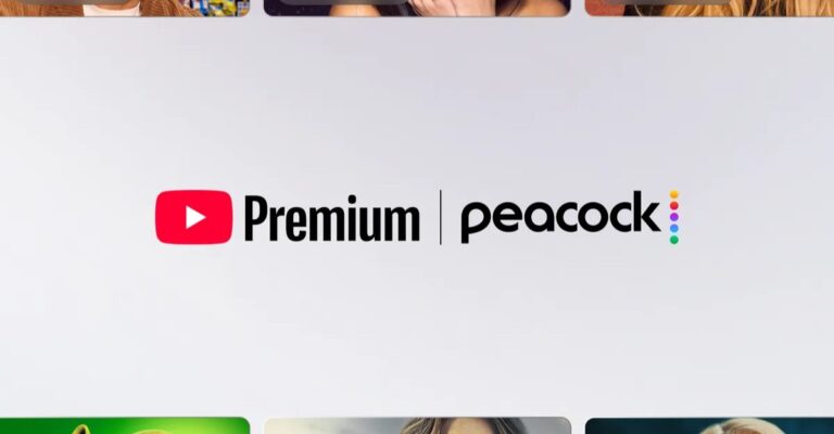 YouTube Premium and Peacock logos on a light background