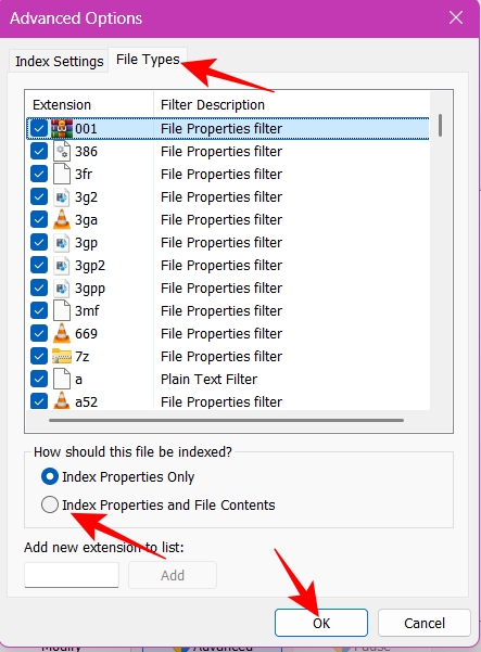 Enabled file-content searching for the documents