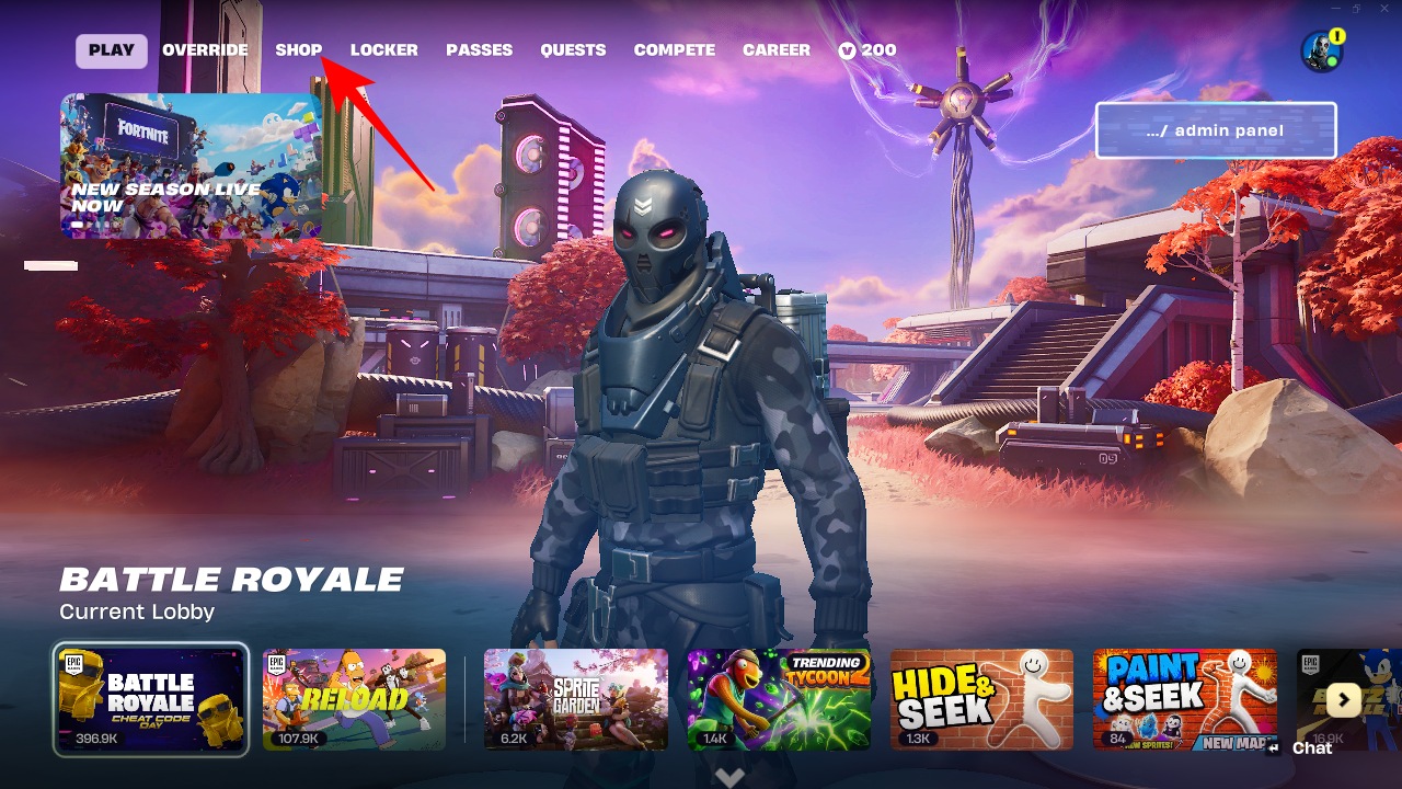 Fortnite Shop section displayed on screen