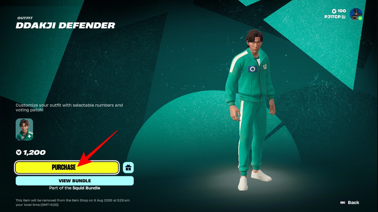 Holding the Purchase button to confirm the skin purchase