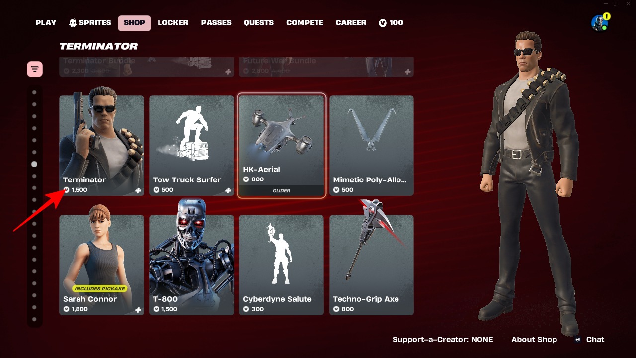 Terminator section item shop fortnite