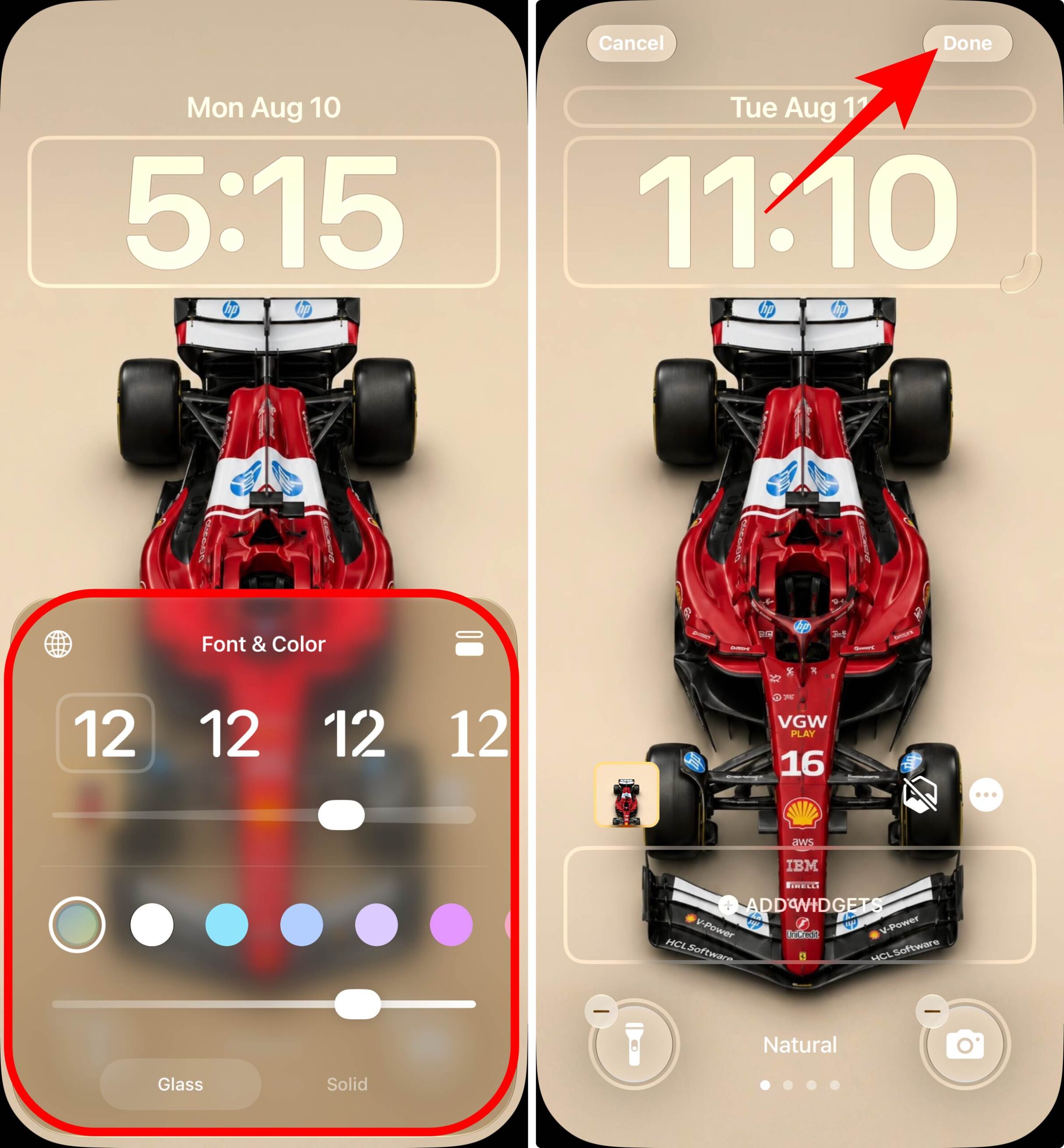 clock instantly shrinks feature in wallpapers