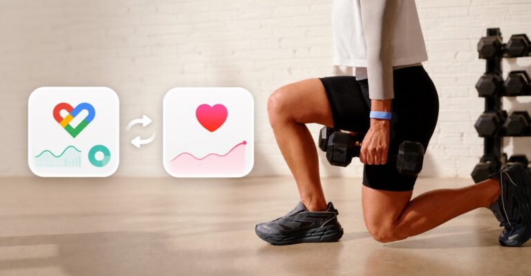 Fitness tracker user exercising as Google Health syncs data with Apple Health