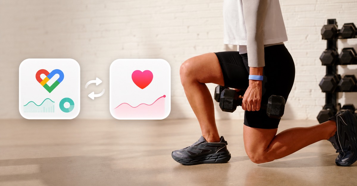 Fitness tracker user exercising as Google Health syncs data with Apple Health