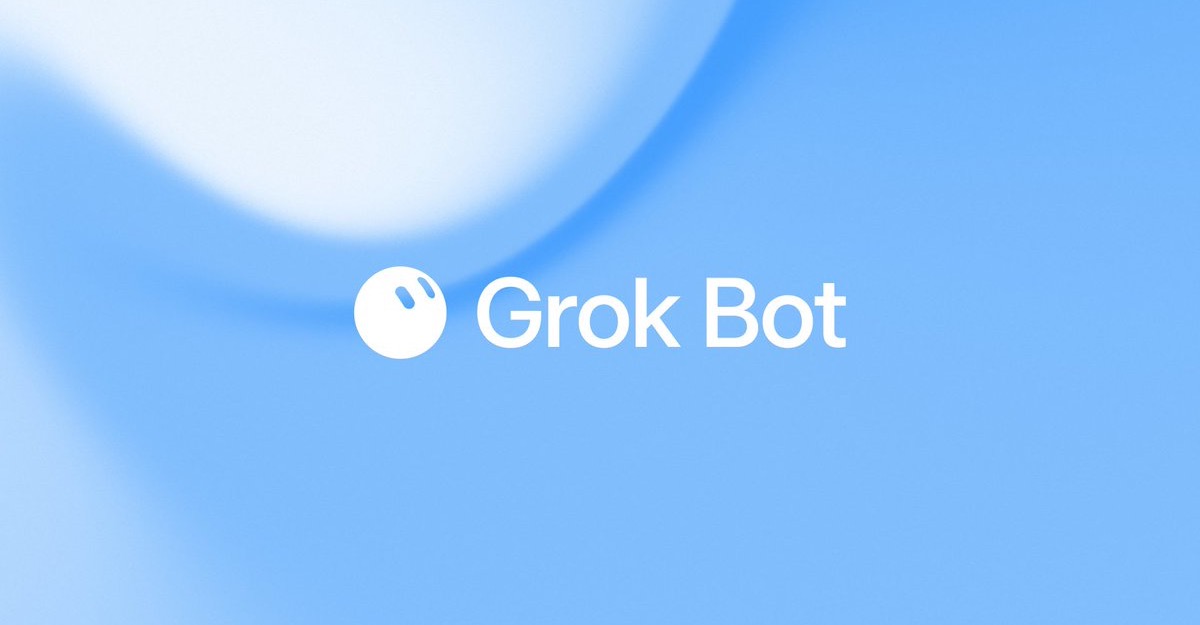 Grok Bot logo on a blue background
