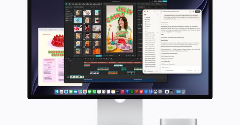 Mac mini and monitor shown in Apple's AI-focused product imagery