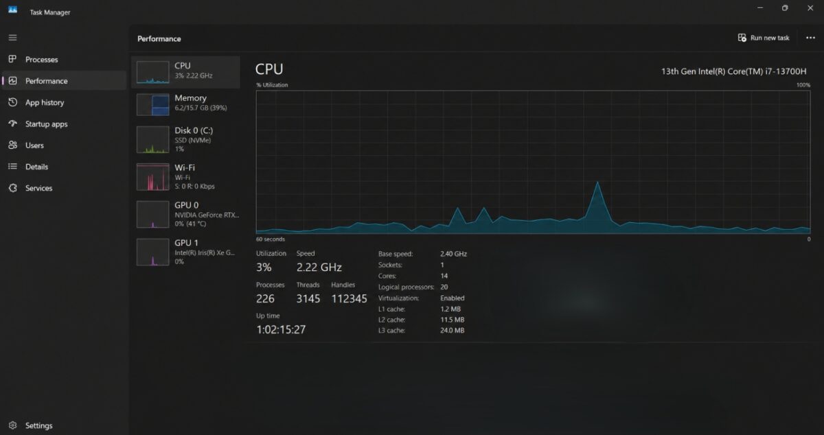 Task manager in Windows
