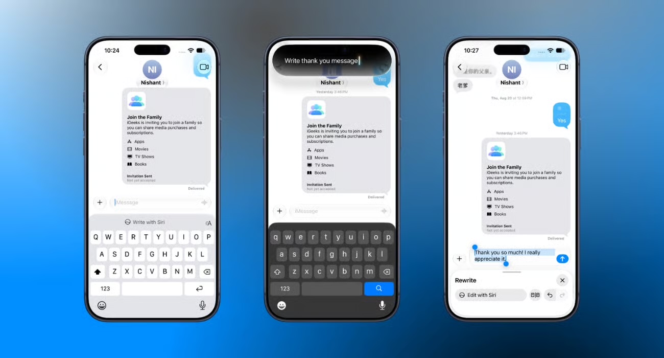Asking Siri AI to write a message