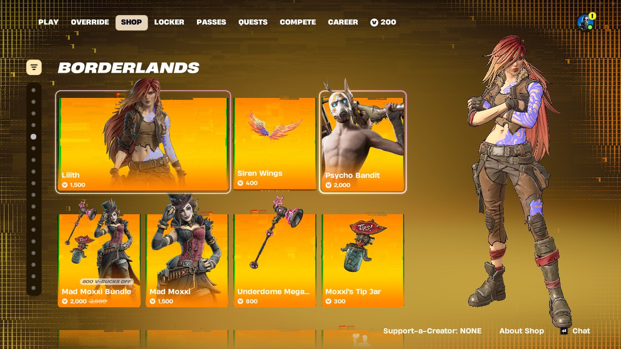Borderlands item shop Fortnite
