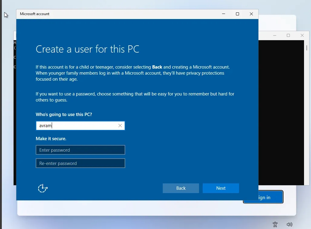 Why Windows 11 keeps asking for a Microsoft account: I finally found the truth – iGeeksBlog Create local username and password and continue Setup without signing in to Microsoft account