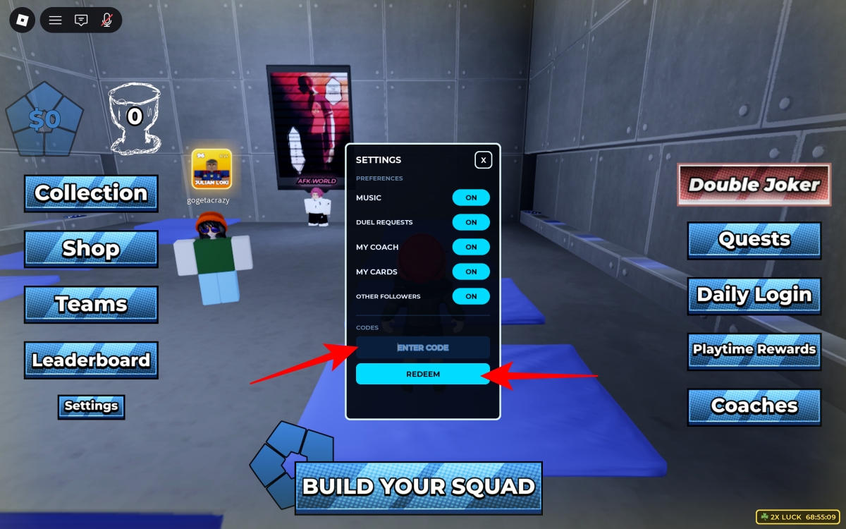 Build a Blue Lock Squad codes (September 2026) – iGeeksBlog Enter code and redeem to update rewards.