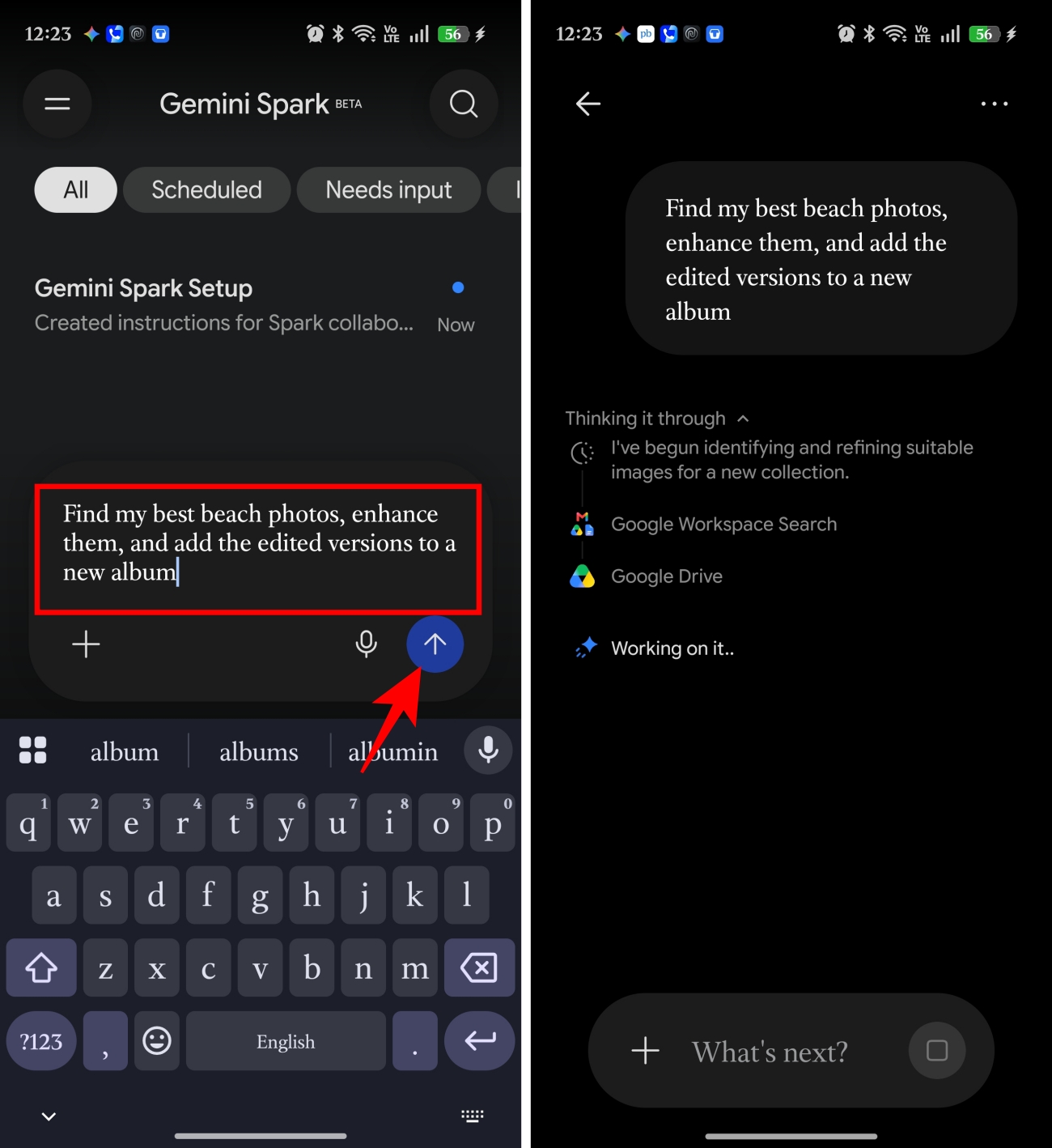 Enter prompt and Tap Summited