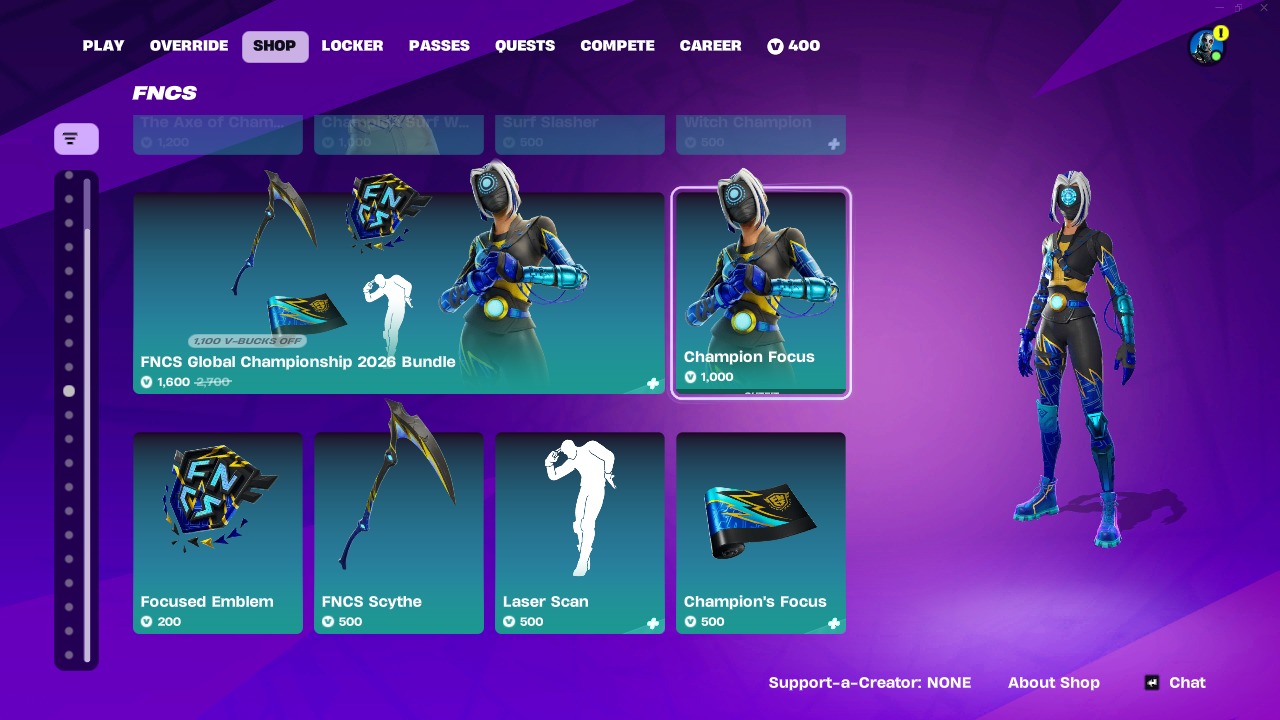 FNCS section item shop Fortnite