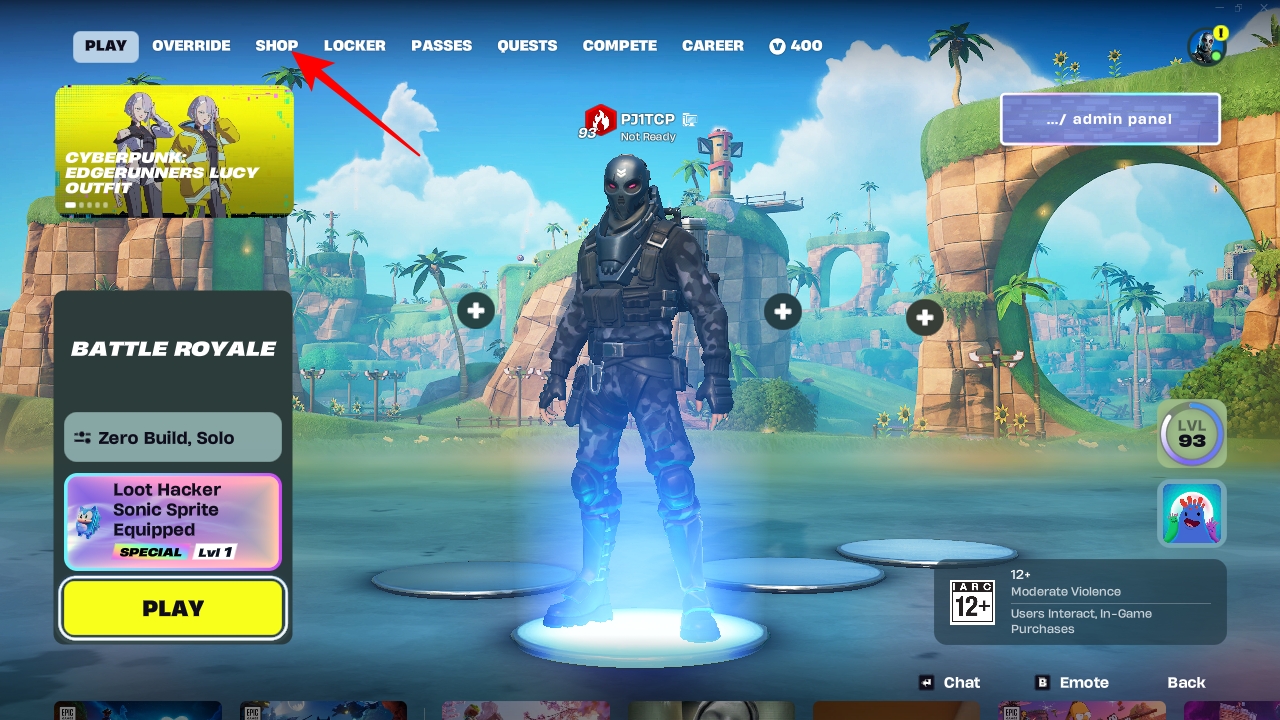 Home screen fortnite
