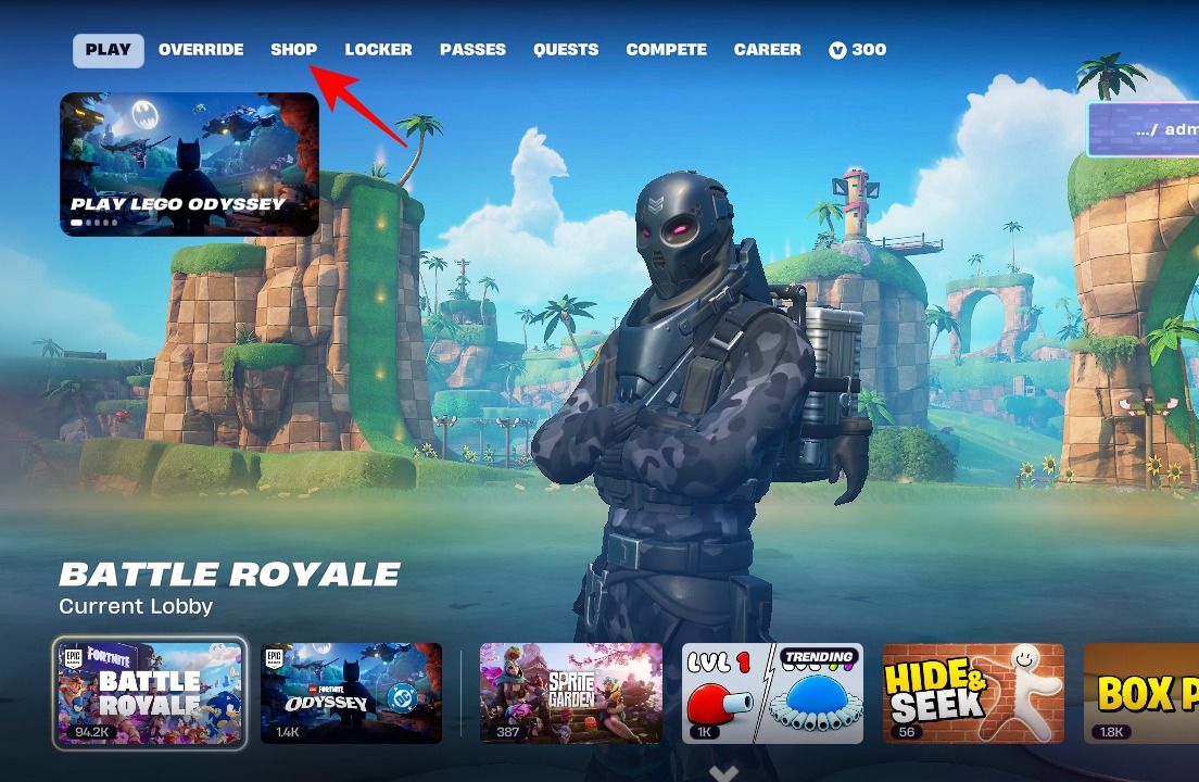 In Fortnite go to the Shop tab.