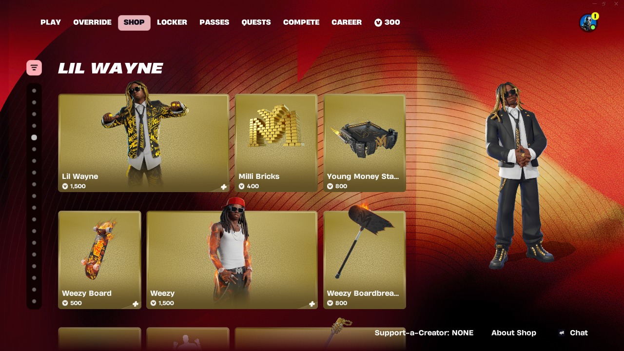 Lil Wayne section item shop Fortnite