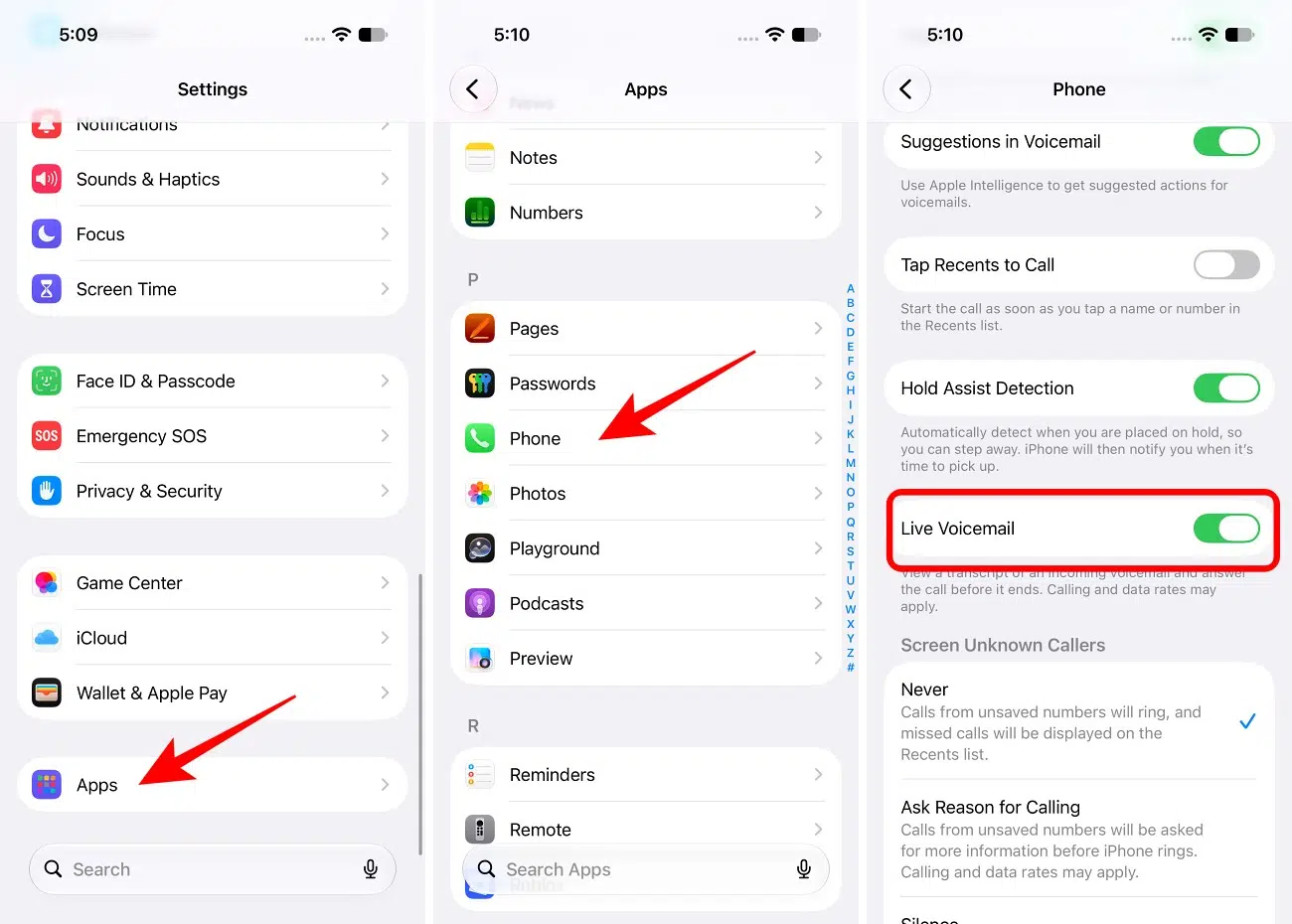 Set up Live Voicemail in iPhone