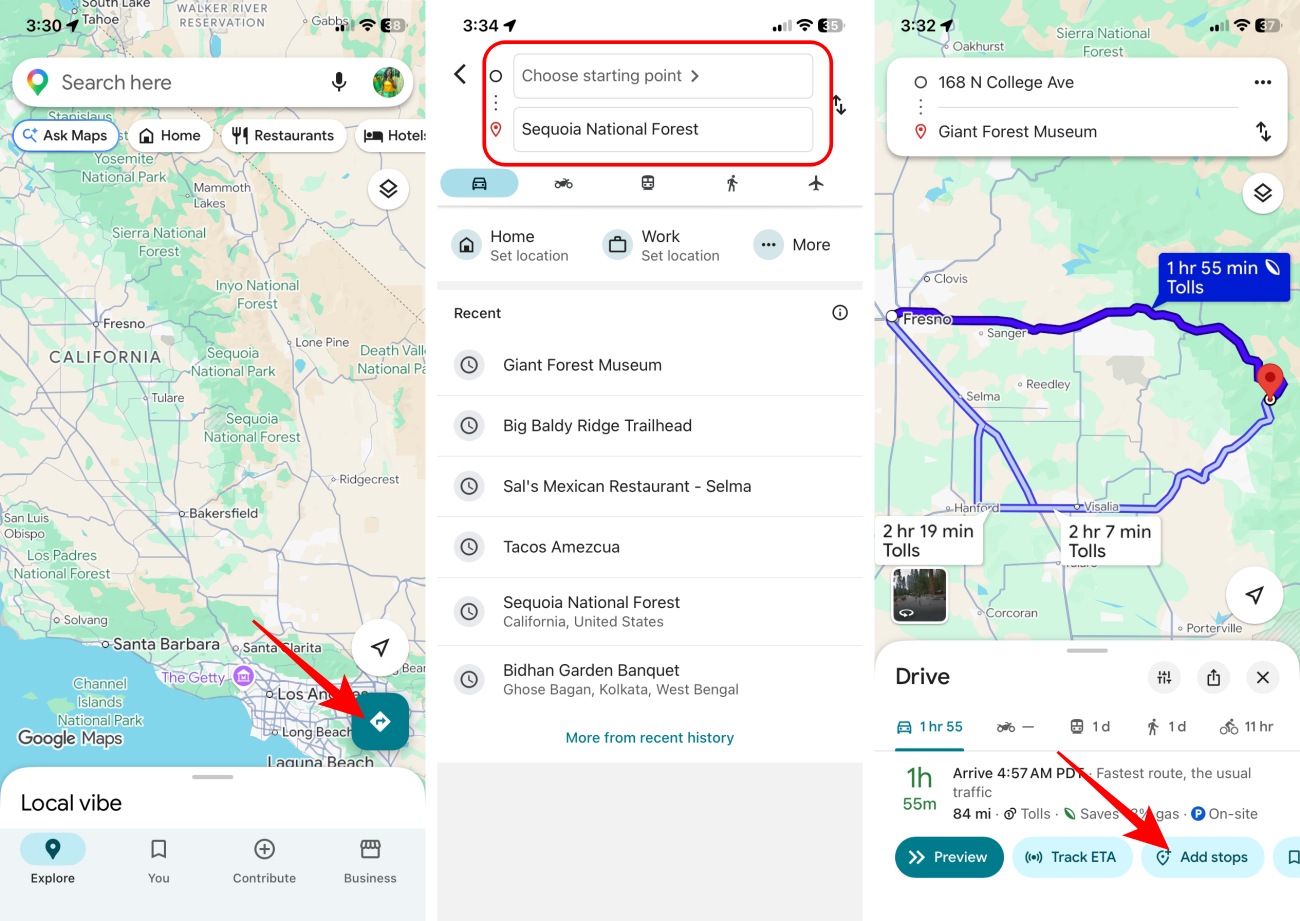 Set up a shareable route in Google maps